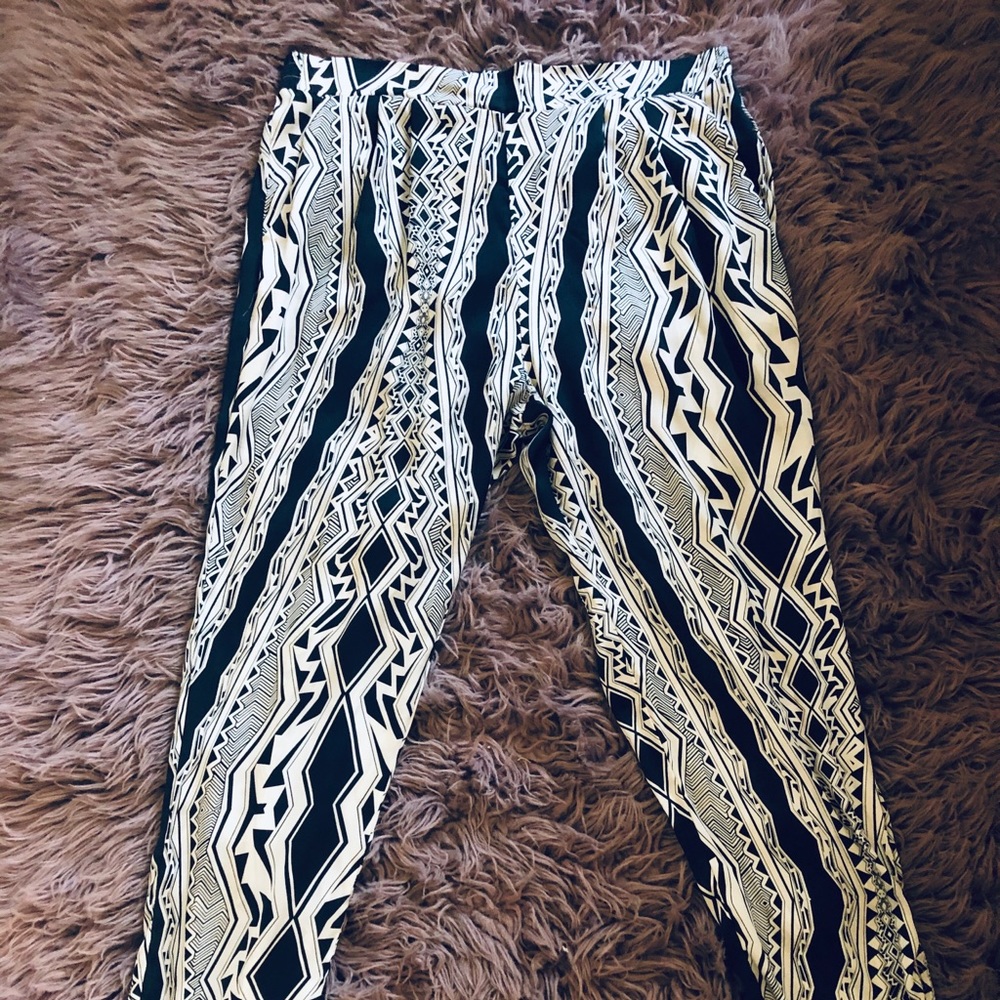 Abstract print silk pant